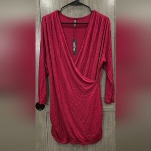 Lock and Love Wrap-style Long-sleeved Mini Dress Or Top